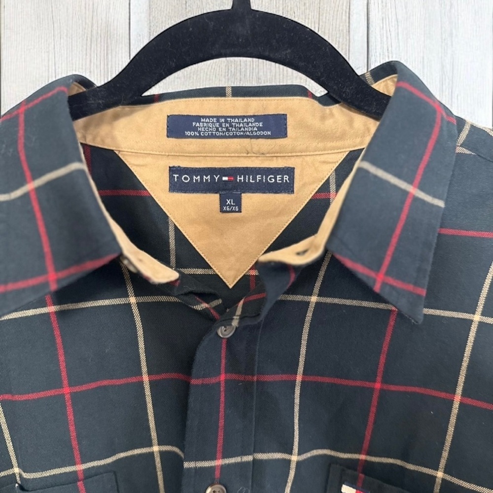 NWT Vtg 90’s Tommy Hilfiger Shirt Mens Classic Green Plaid Flannel Shirt ~ XL - Picture 3 of 5